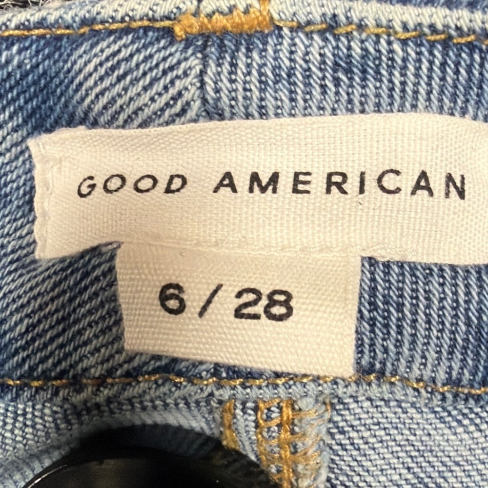 Good American Jeans Womens 6/28 Light Wash Straight Distressed Denim High Rise - Picture 2 of 7
